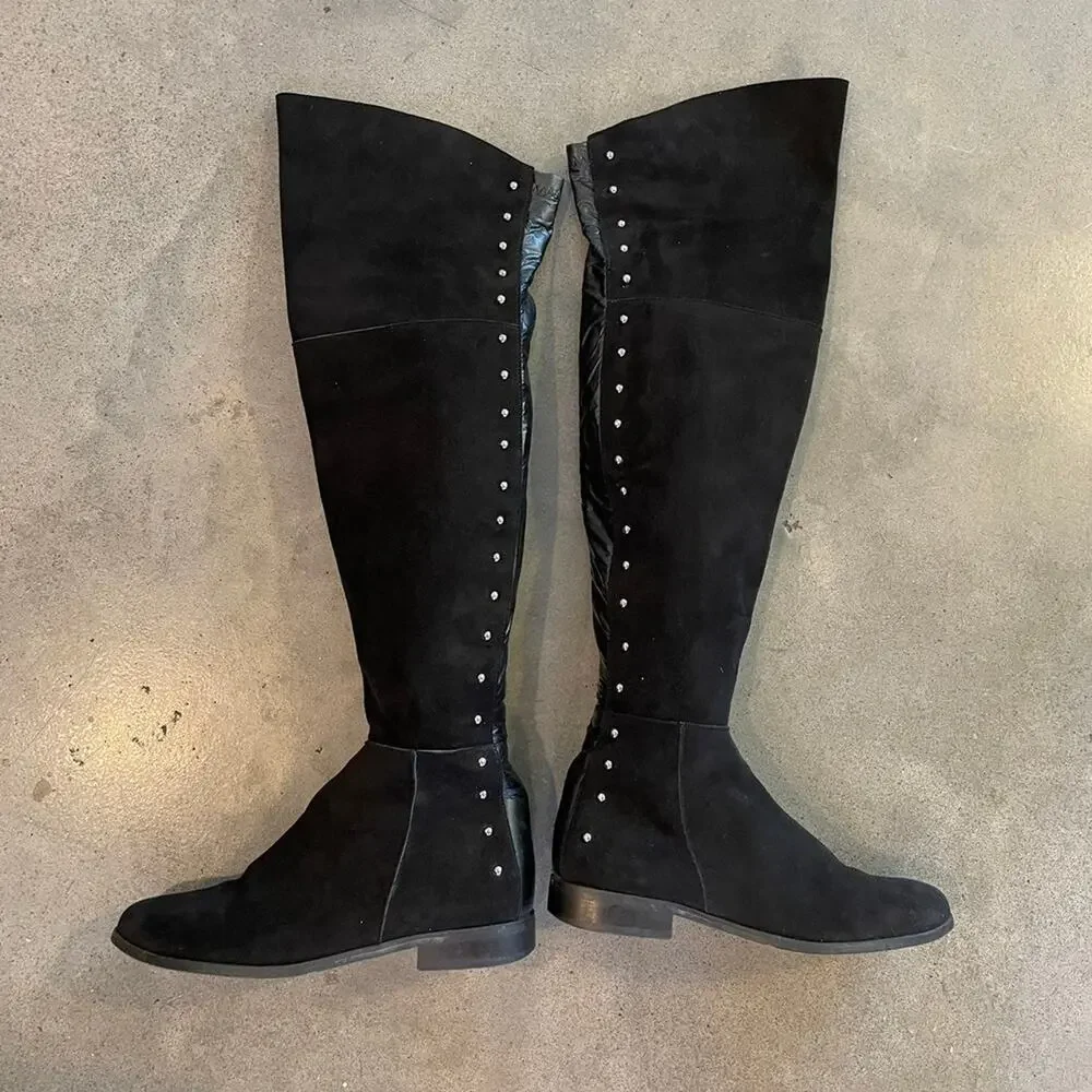 Davo Gomma black suede over the knee riding boots womens 6.5